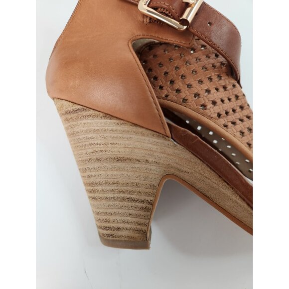 Vince Camuto Womens Brown Woven Leather Peep Toe Sandal Cone Heel size 8.5 - Picture 10 of 15